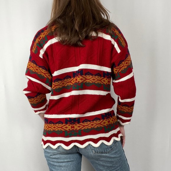 Stunning Vintage Oversized Western Bohemian Aztec Southwestern Boho Knit Sweater - Picture 4 of 9